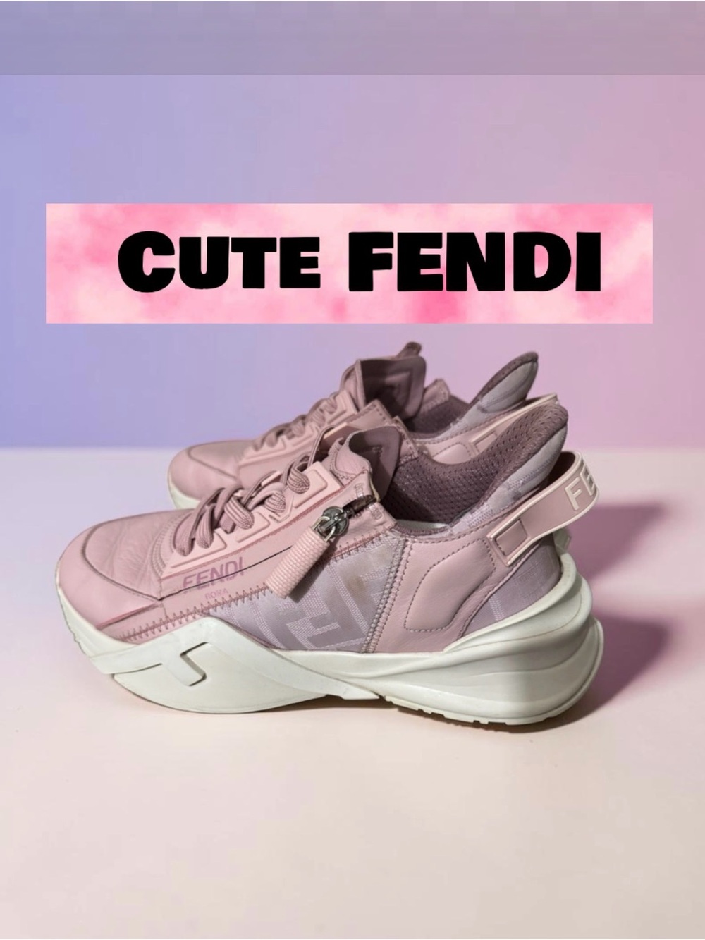 Fendi Pink and Cream Women's Sneakers
